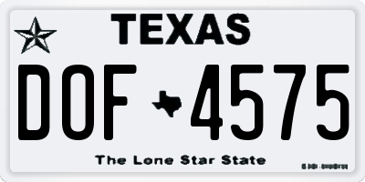 TX license plate DOF4575