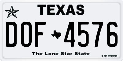 TX license plate DOF4576