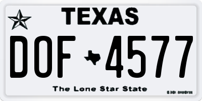 TX license plate DOF4577