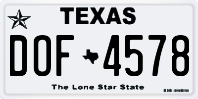 TX license plate DOF4578