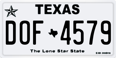 TX license plate DOF4579