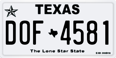 TX license plate DOF4581