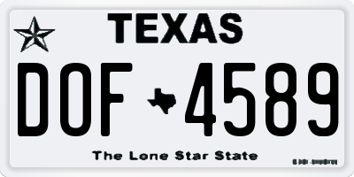 TX license plate DOF4589