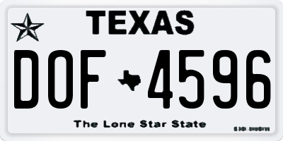 TX license plate DOF4596