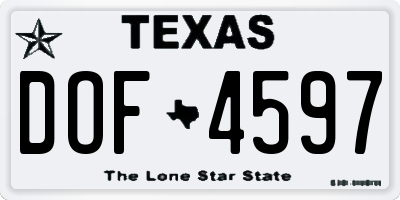 TX license plate DOF4597