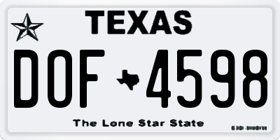 TX license plate DOF4598