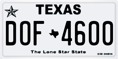 TX license plate DOF4600