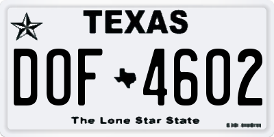 TX license plate DOF4602