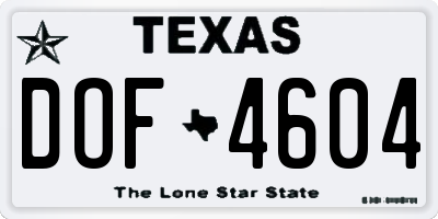 TX license plate DOF4604