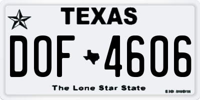 TX license plate DOF4606