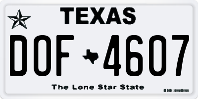 TX license plate DOF4607
