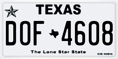 TX license plate DOF4608