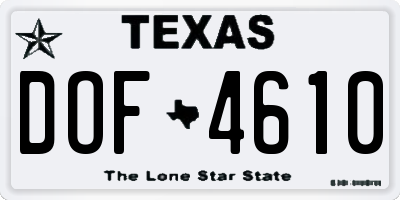 TX license plate DOF4610