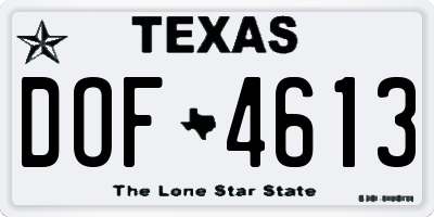 TX license plate DOF4613