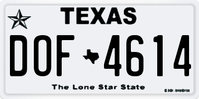 TX license plate DOF4614