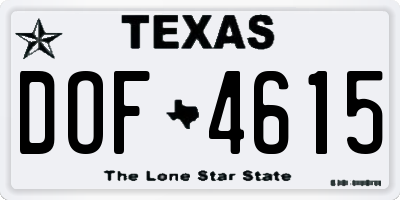 TX license plate DOF4615