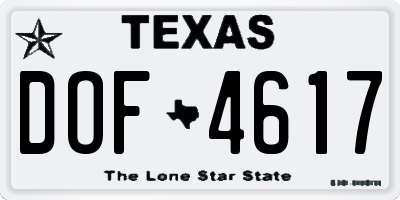 TX license plate DOF4617