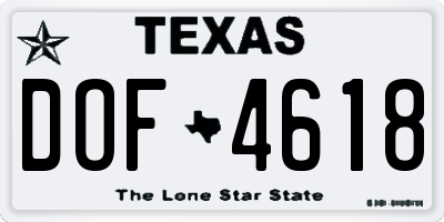 TX license plate DOF4618