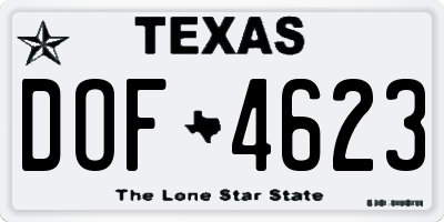 TX license plate DOF4623