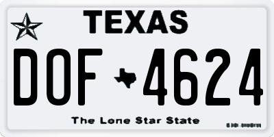 TX license plate DOF4624
