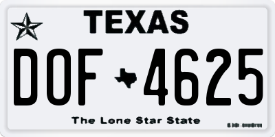 TX license plate DOF4625