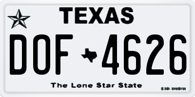 TX license plate DOF4626