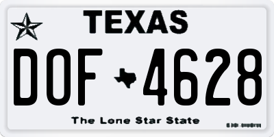 TX license plate DOF4628