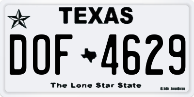 TX license plate DOF4629