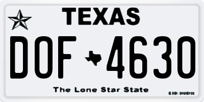 TX license plate DOF4630