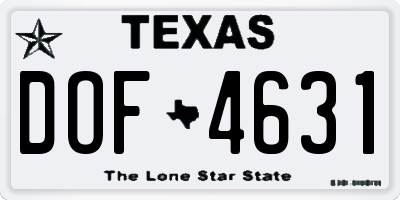 TX license plate DOF4631