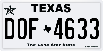 TX license plate DOF4633
