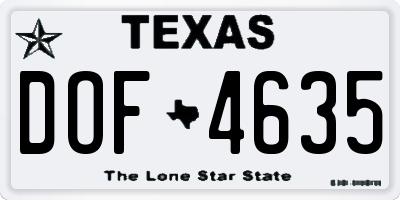 TX license plate DOF4635