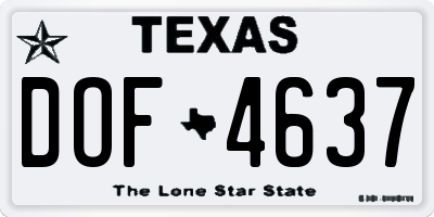 TX license plate DOF4637