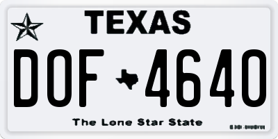 TX license plate DOF4640