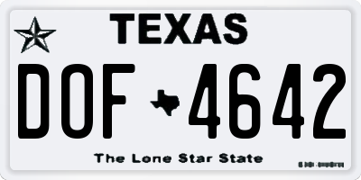 TX license plate DOF4642