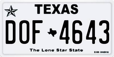 TX license plate DOF4643