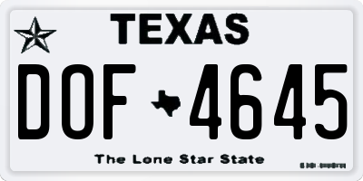TX license plate DOF4645