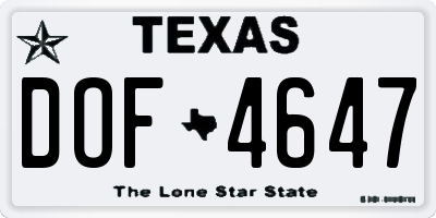 TX license plate DOF4647