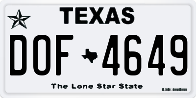 TX license plate DOF4649