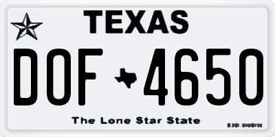 TX license plate DOF4650