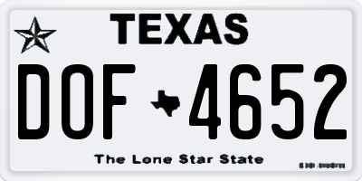TX license plate DOF4652