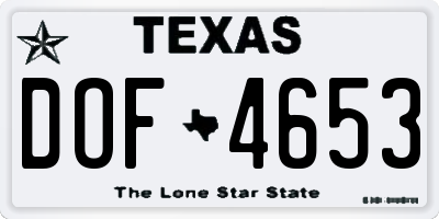 TX license plate DOF4653