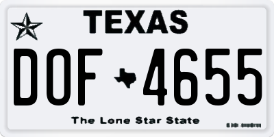 TX license plate DOF4655