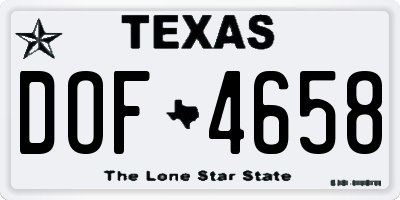 TX license plate DOF4658