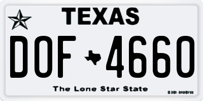 TX license plate DOF4660