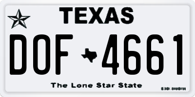 TX license plate DOF4661