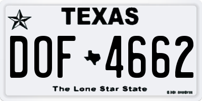 TX license plate DOF4662