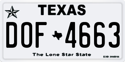 TX license plate DOF4663