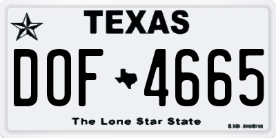 TX license plate DOF4665