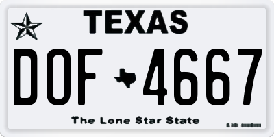 TX license plate DOF4667
